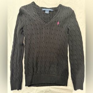 Ralph Lauren Women's Dark Sweater with Pink Logo